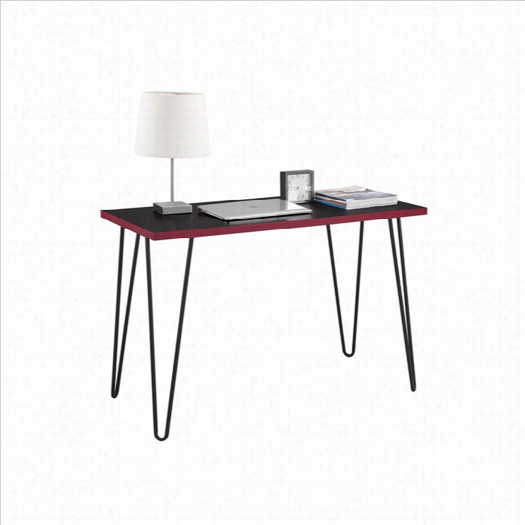 Altra Furniture Owen Retro Desk In Black And Rsd With Black Metal Legs