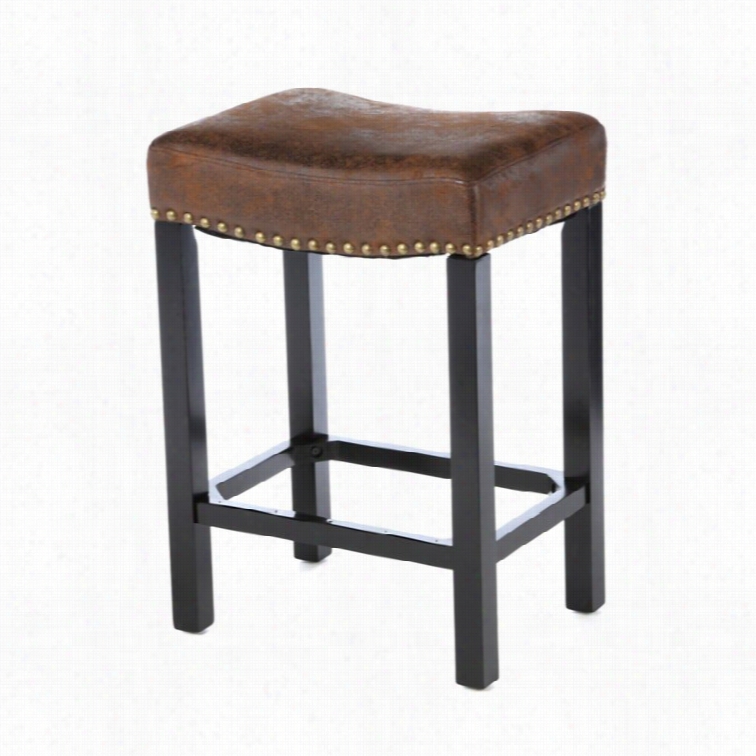 Armen Living Tudor 26 Backless Stationary Bar Stool In Wranglrr Brown