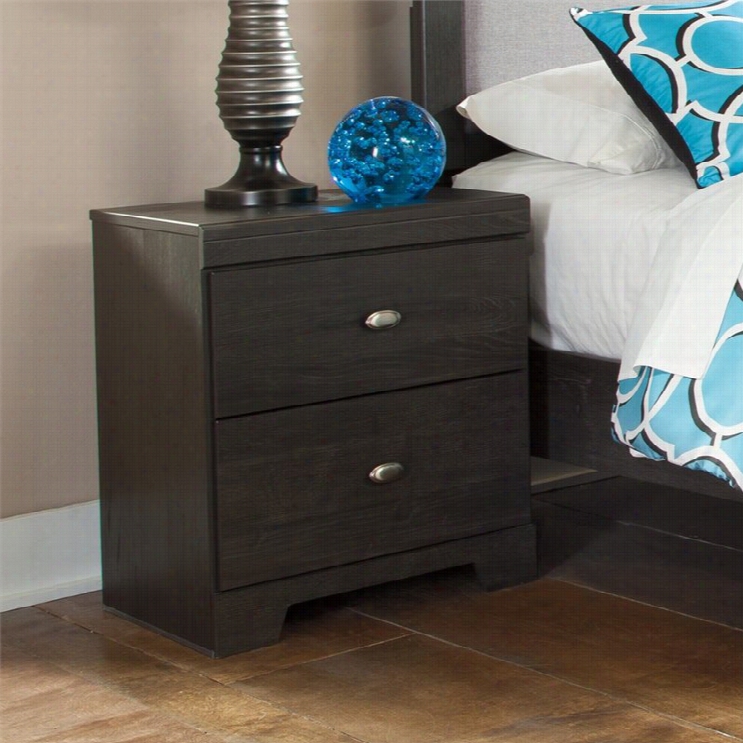 Ashley Shylyn  2 Drawer Wood Nightstand In Charcoal