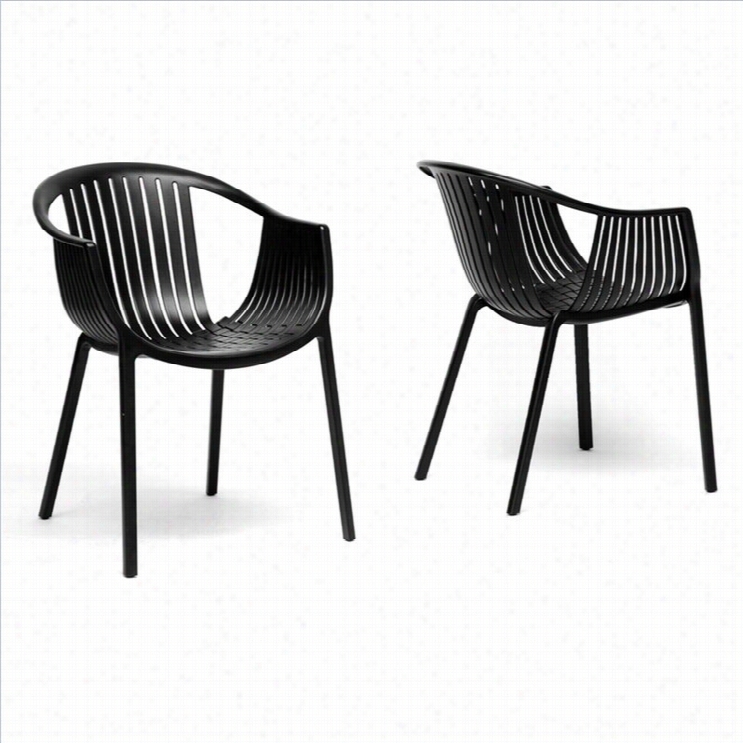 Baxton Studio Grafton Stackable Diniing Chair In Black (set Of 2)