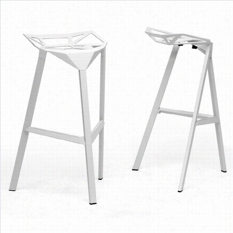 Baxton Studio Kaysa Bar Stool In White (set Of 2)