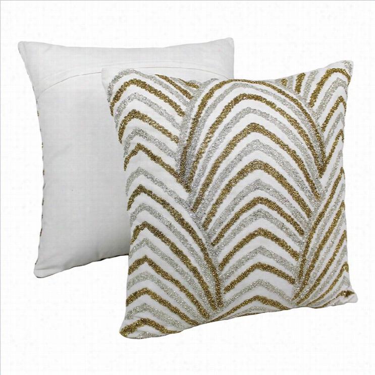 Blazing Needles 20 Arching Fans Throw Pillows In Ivory (set Of 2)