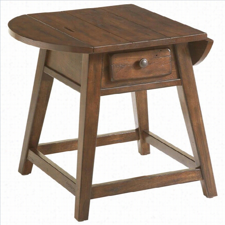 Broyhill Attic Heirlooms Splay Lg End Table In Oak