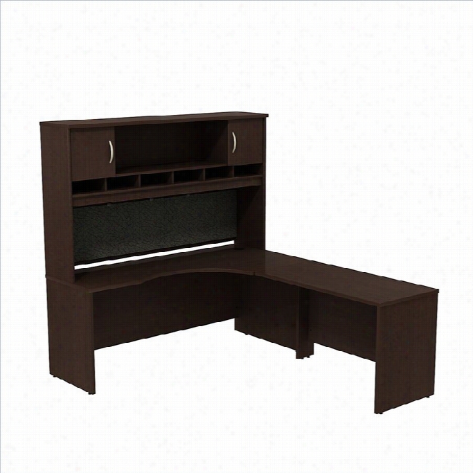 Bush Bbf Serues C 72w X 24d Rh  Corner Desk With Hutch In Mocha Cherry