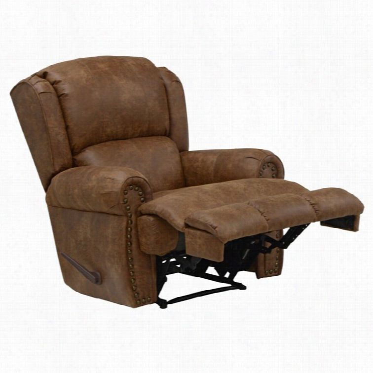 Catnapper Dempsey Host Leather Lay Flat Recliner In Chestnut