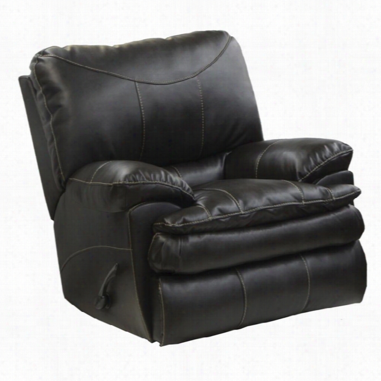 Catnapper Perez Rocking Leather Re Cliner In Steel