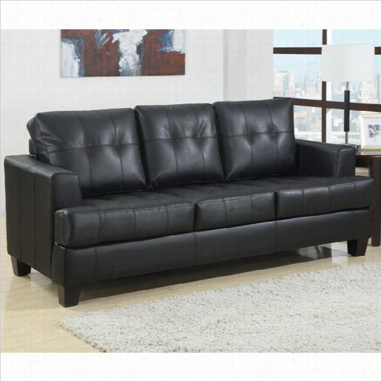 Coaster Samuel Leather Sleeper Sofa In Black