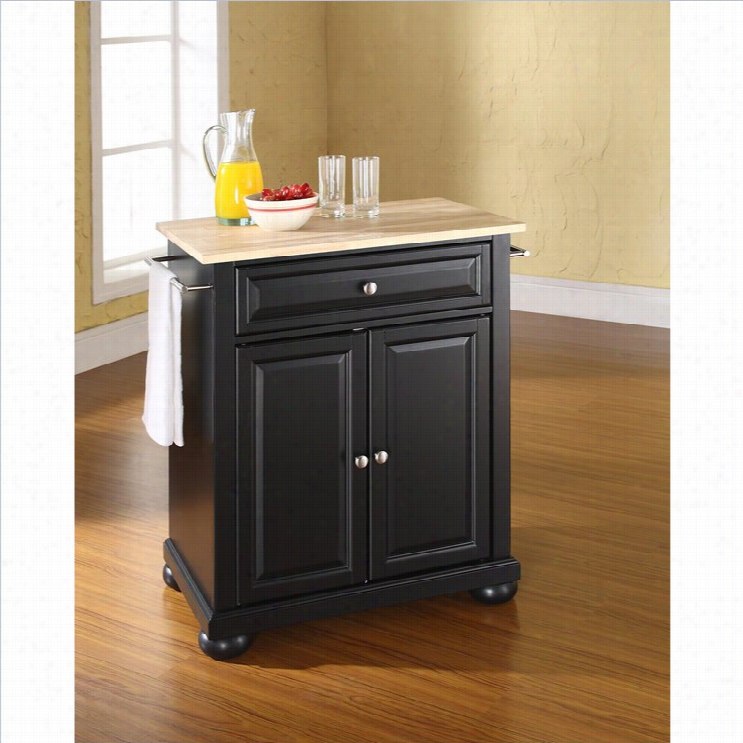 Crosley Furniture Alexandria Natural Forest Top Kitchen Island In Black