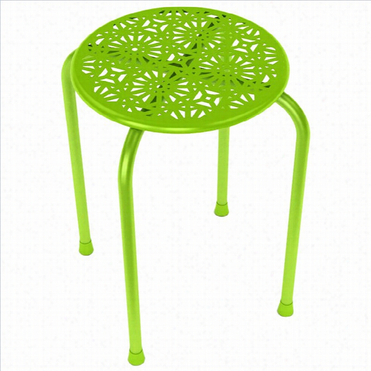 Dar Daisy Side Metal End Table In Lime Green (immovable Of 2)