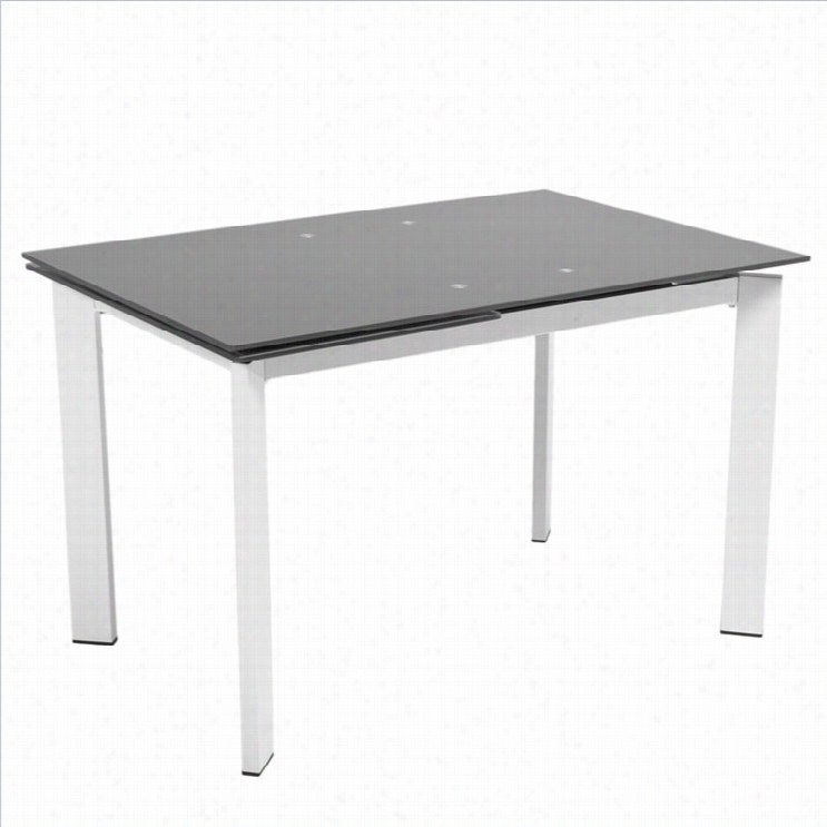 Eurostyle Turi Rectangular Extension Dining Table  In Chrome And Gray