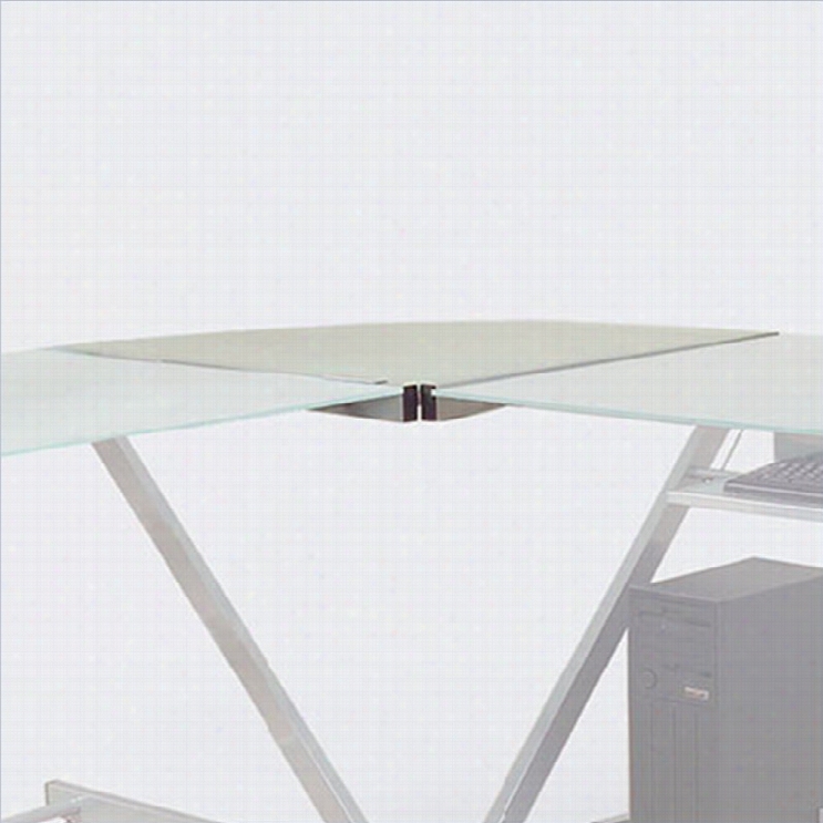 Eurostyle Zaki Deluxe Corner Piece For Z Desk-almuinum/frosted Glass