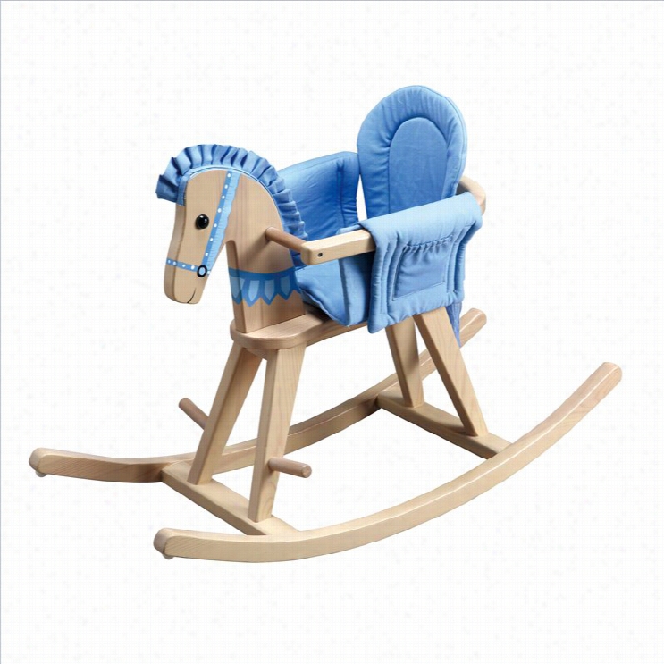 Fantasy Fields Hand Carved Safari Antual Rocking Horse With Blue Pad