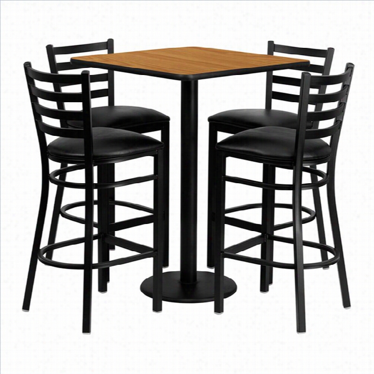 Flash Furniture 5 Piece Square Table Set In Blacka Nd Natural