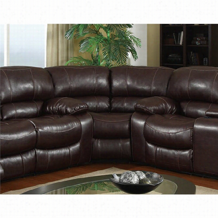 Global Furniture Usa Leeather Corner Wedge Sofa In Burgundy