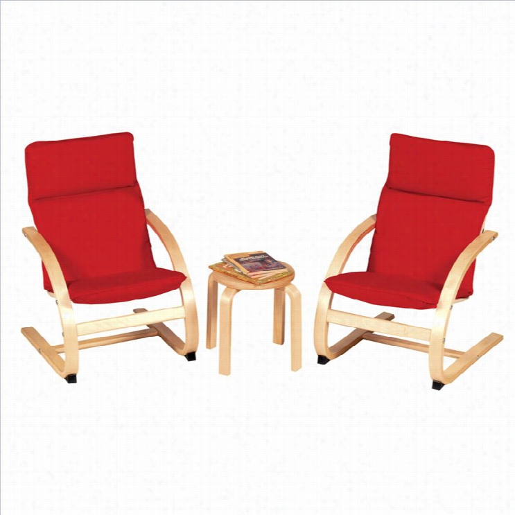 Guidecraft Birch Kiddie Rocker Chair Set In Red