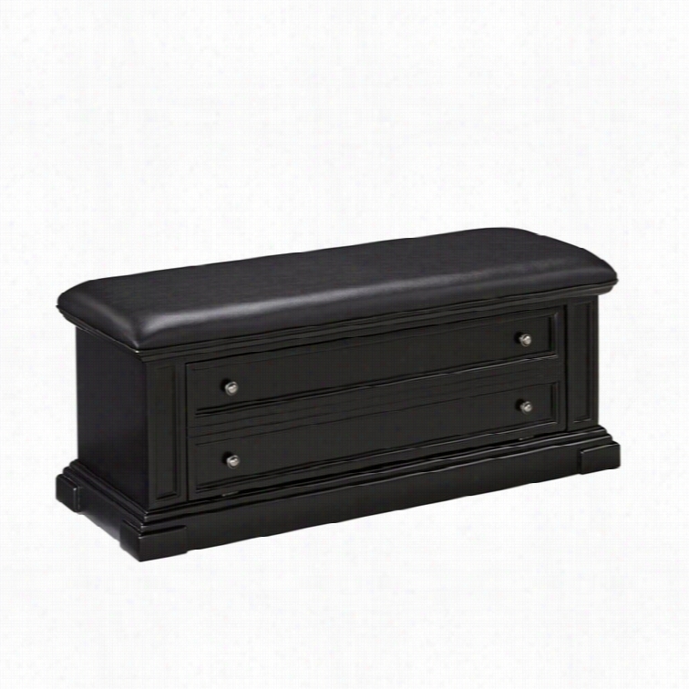 Home Styles Americana  Upholstered Bench In Black And Oak