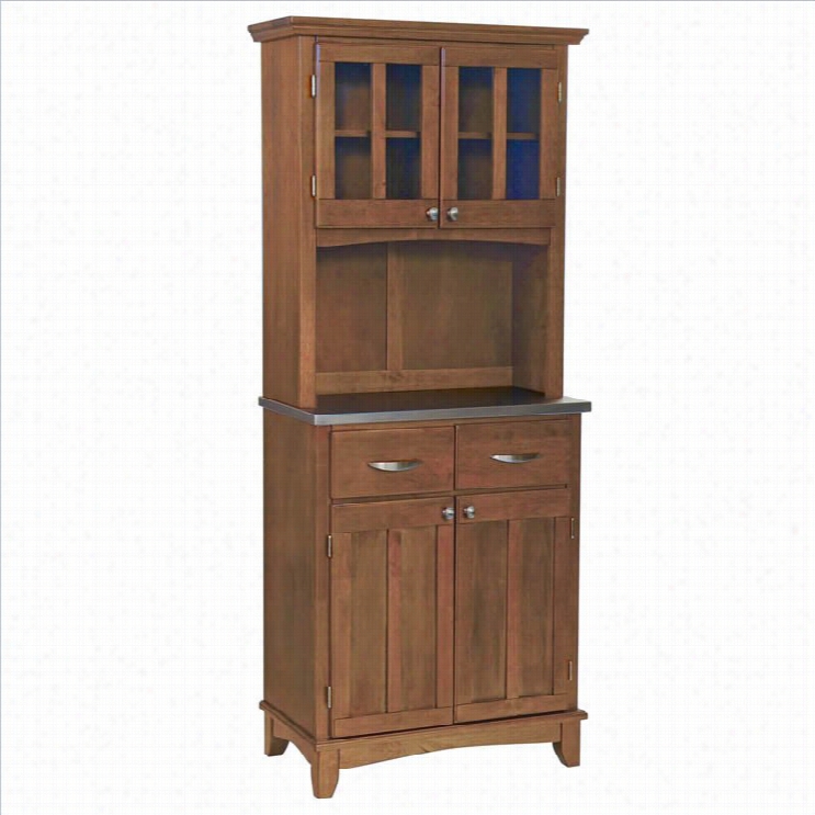 Hoe Styls Cottage Oak Forest Buffet With Stainkess Steelt Op And 2-door Hutch