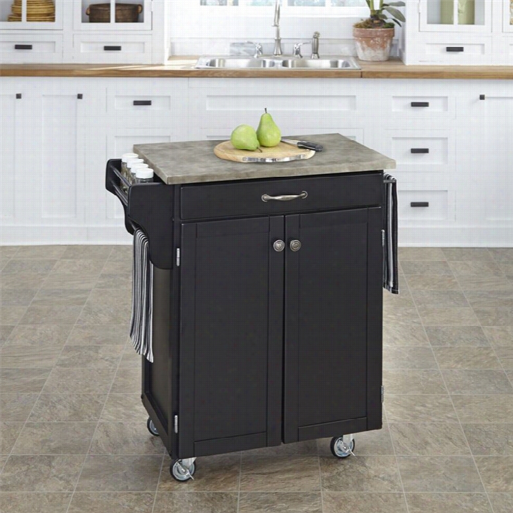 Home Styles Cuisine Conc Reet Top Kitchen Cart In Black