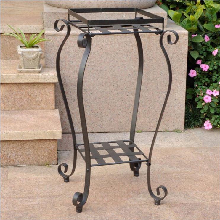 International Caravan Mandalay 2 Tier Plang Stand In Antique Black