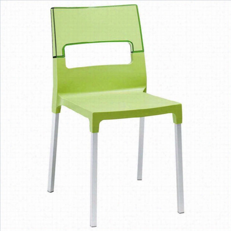 Italmodern Diva Stackin G Dining Chair In Green And Aluminum