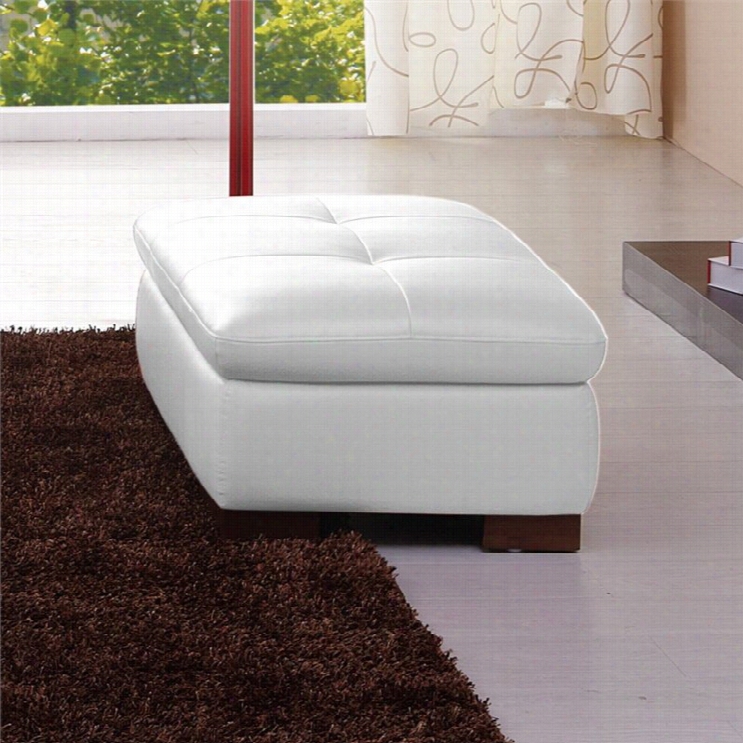 J&m Equipage 6255 Leather Ottoman In White