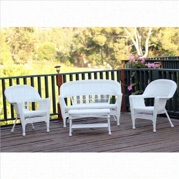 Jeco 44pc Wicker Conversation Set In Hite