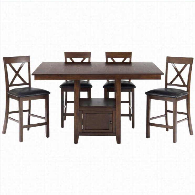 Jofran 5 Piece Counter Height Dining Set In Olsen Oak