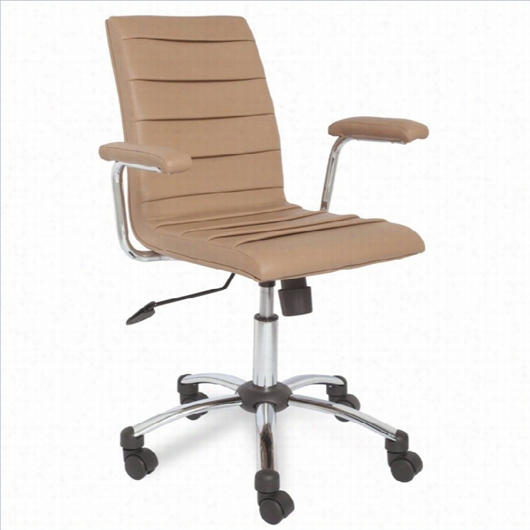 Leick Furniture Saddle Faux  Leather Pleated Office Chair In Light Brown