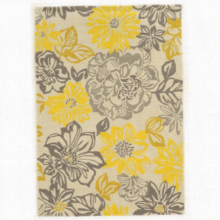 Linon Trio 5' X 77' Hand Tufted Rug In Grey And Yellow