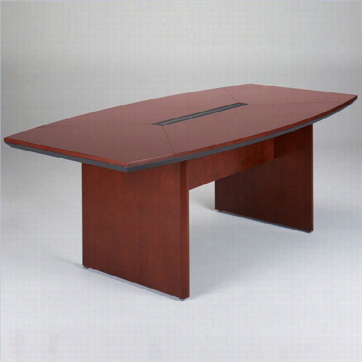 Maylien Corsica Boat Shaped 7' Conference Tablew Tih Slab Base-sierra Cherry