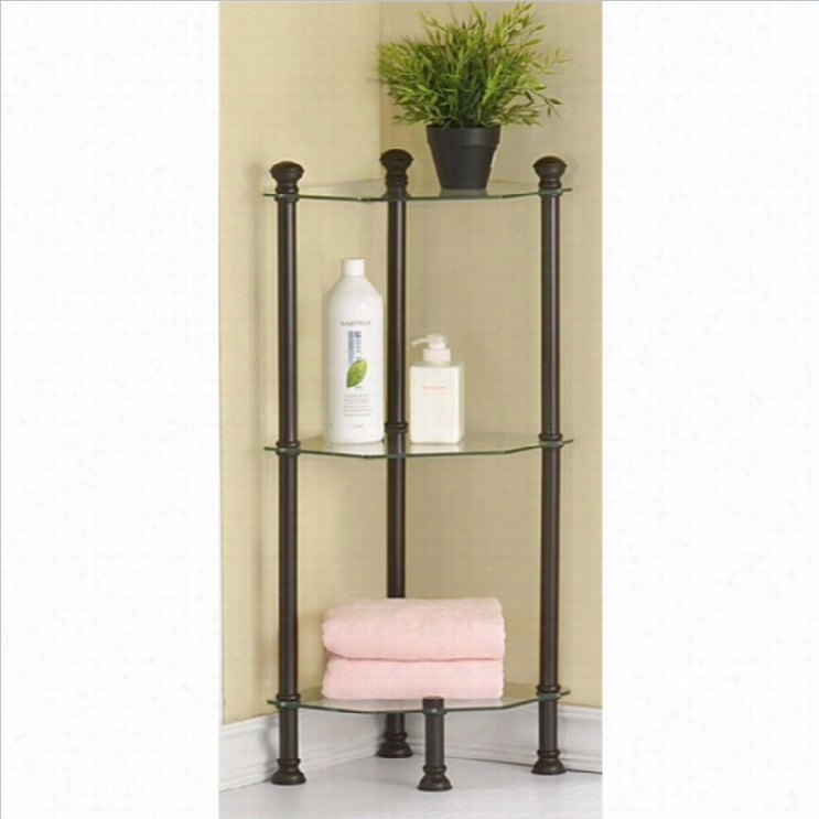 Monarch 33 Corner Etagere In Bronze With Tdjpered Glass