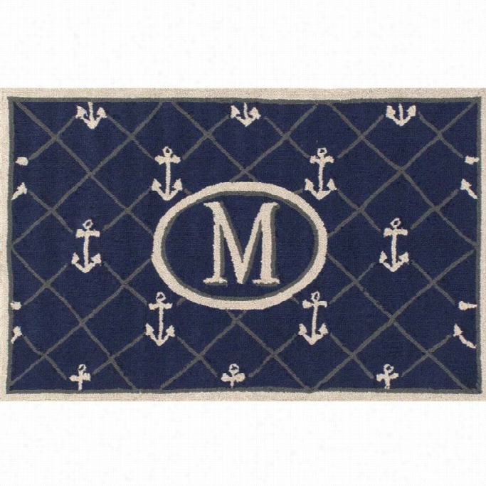 Nuloom 2' 6 X 4' Hand Hooked Anchor Welcome Doormat Rug In Letter M