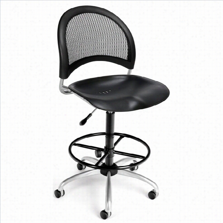 Ofm Moon Swivel Plastic Drafting Chair With Drafting Kit In Black