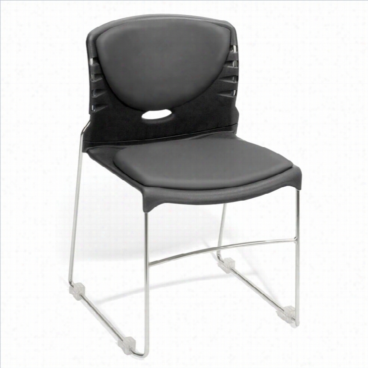 Ofm Stack Stacking Chair With Anti-bacter Ial Vinyl Seta And Back In Gray