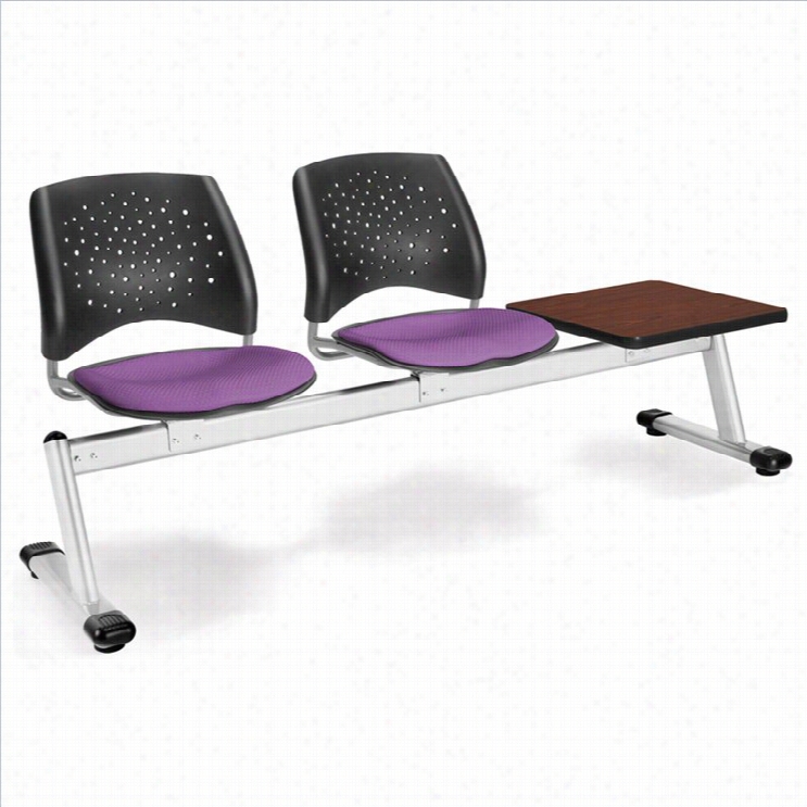 Ofm Star Beam Seating Whi 2 Seats And Table In Plum And Mahogany