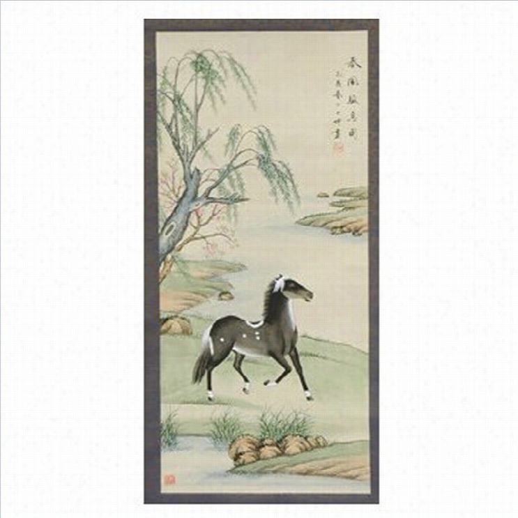 Oriental Furniture Riverside Stallion Scroll Wall Decor In Gray