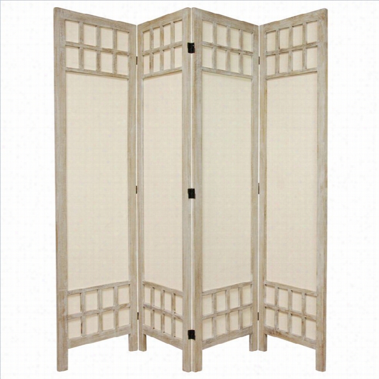 Eastern Furniture High  Window Pane 4 Panel Room Divider In White