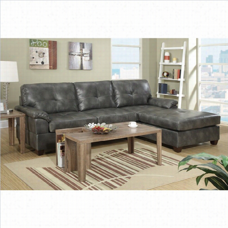 Poundex Bobkona Mo Ntreal 2 Piece Reversible Sectional Sofa In Ash  Gray