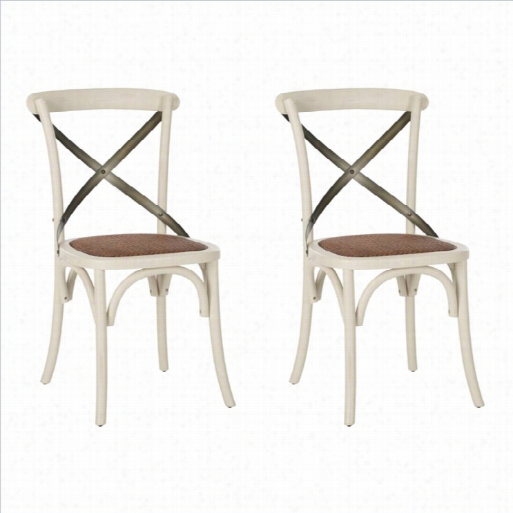 Safavieh Eleanor  X Back Dining Chair In Ivory (set Of 2)