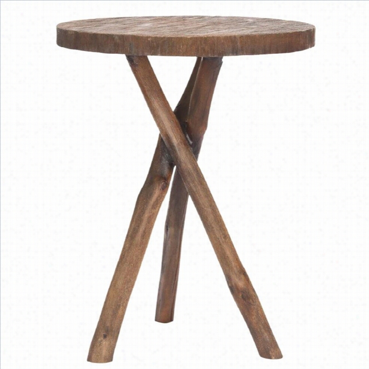 Safavieh Jude Bayur Wood Tripod Roudn End Table In Brown