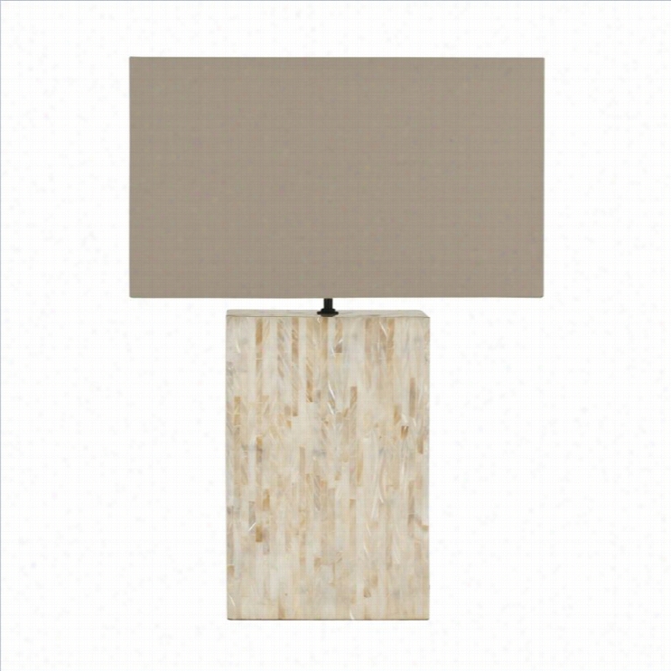 Safavieh Pallas Tile Lamp In Cream Line Pearl With Light Brown Shade