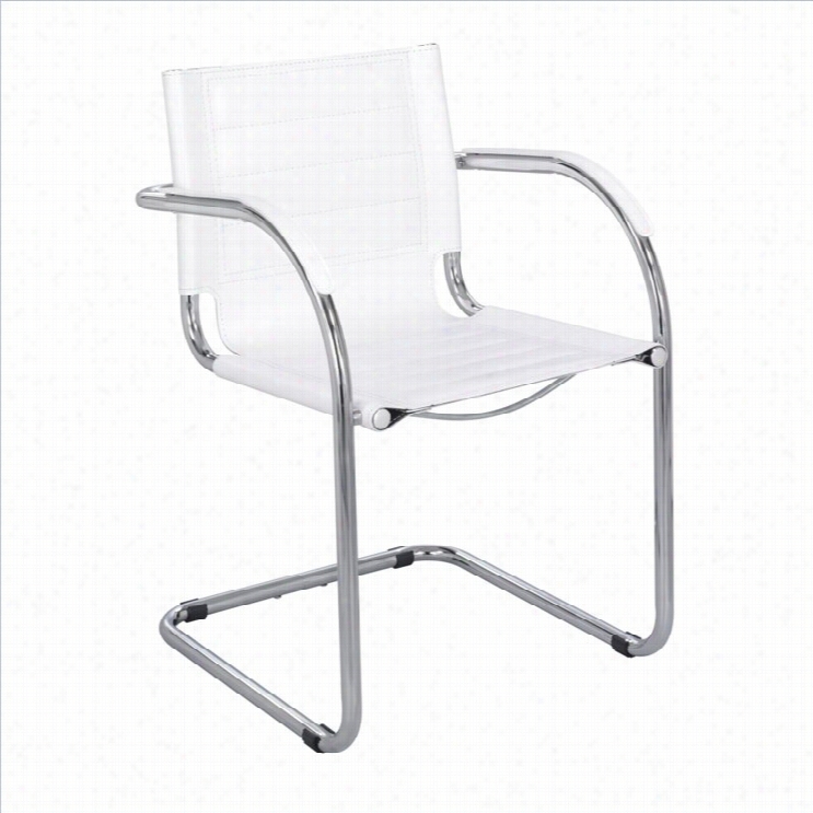 Safco Flaunt Guest Chair White Leather In White