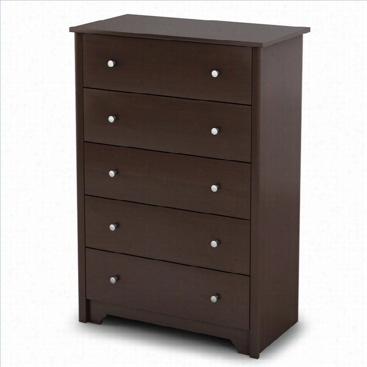 South Shore Breakawter 5 Ddrawer Chest In Chhocolate Finish