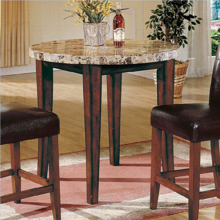 Steve Ssilve Rcompany Montibello Round Counterh Eight Dining Table In Rich Cherry Finish