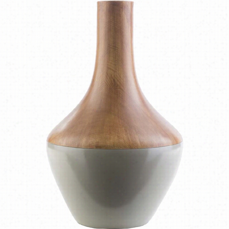 Surya Amddox 16 X 10 Resin Vase In Glossy Brown And Ggeay