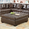 Coaster Darie Leather Square Cocktail Ottoman in Brown