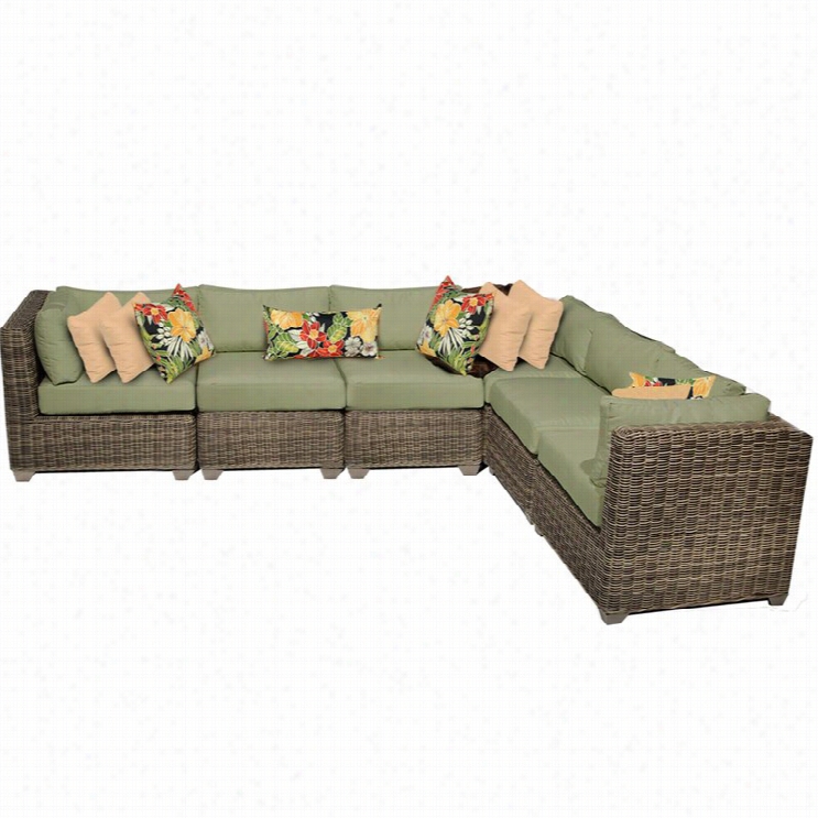 Tkc Cape Cod 6 Piece Outdoor Wickers Ofa Set In Cilantro