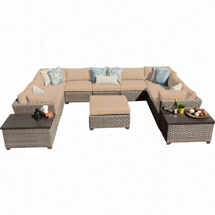 Tkc Monterey 12 Piece Outdor Wicker Sofa Set In Wheat