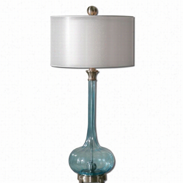 Uttermost Junelle Blue Glass Table Lamp In Brushed Aluminum Metal