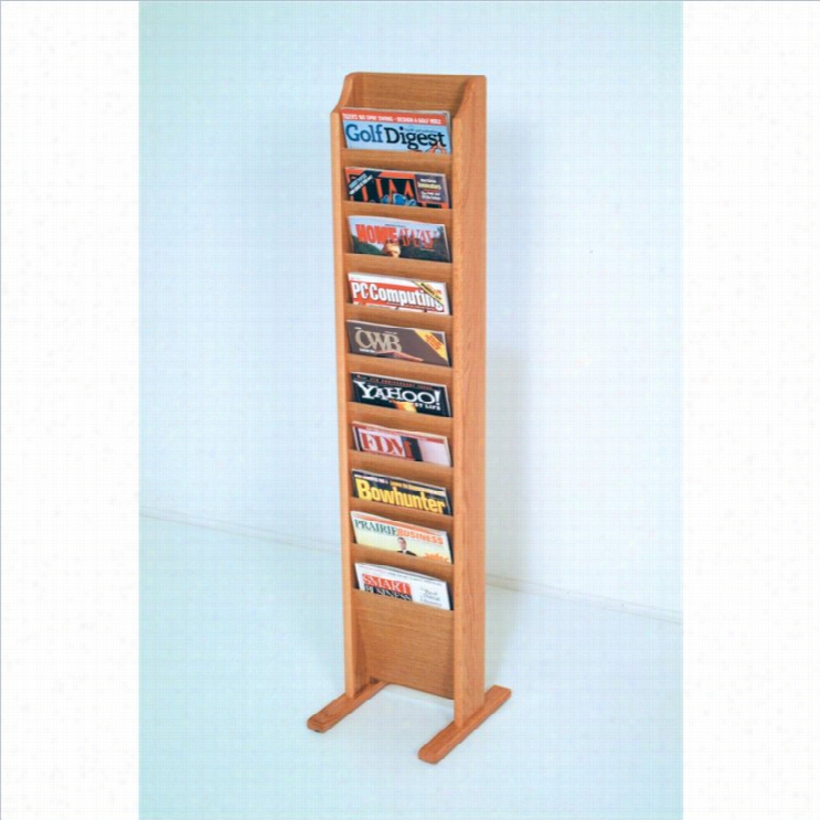 Wooden Mallet Free Stading 10 Pocket Magazine Rack In Light Oak